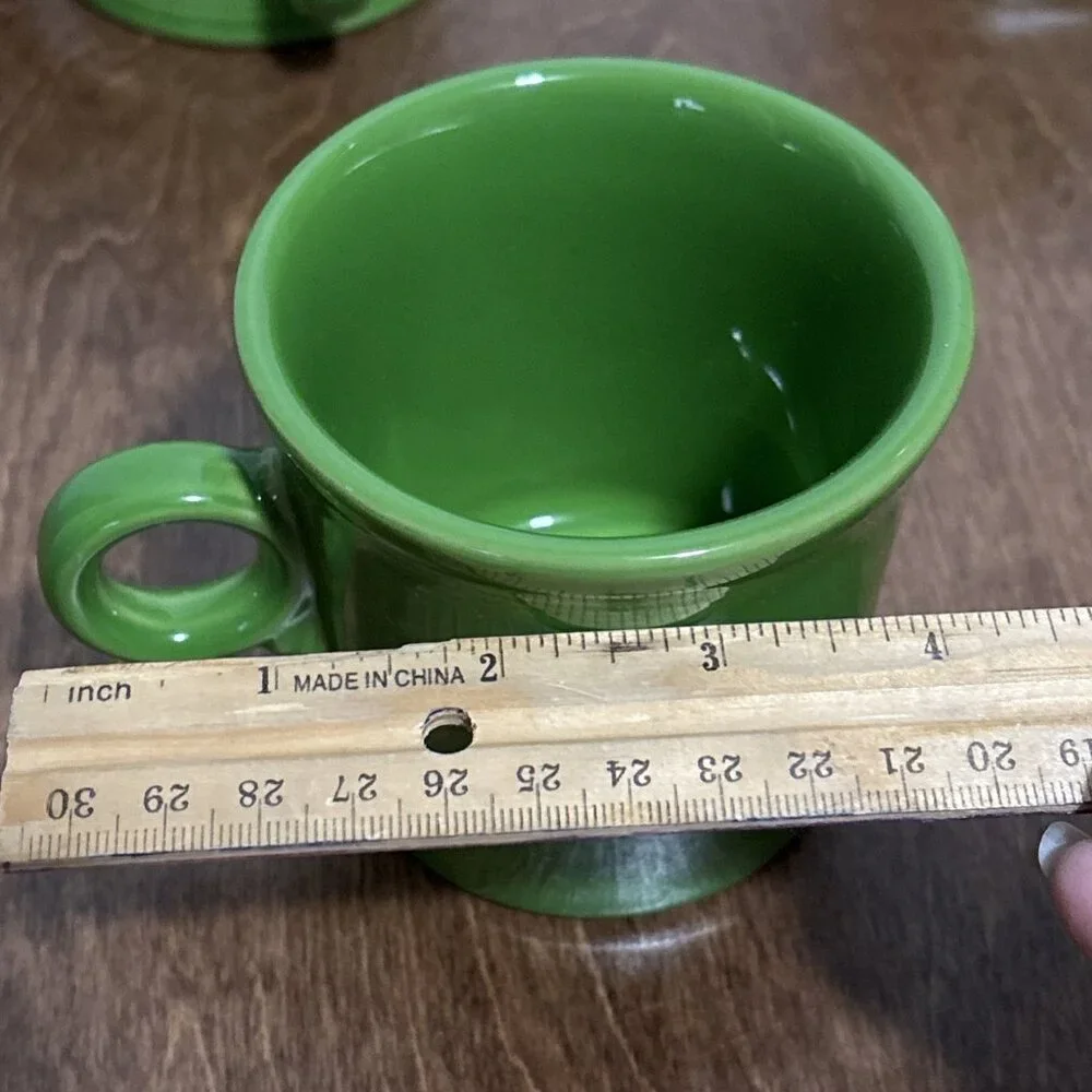 4 Fiesta Ware Shamrock Green Mug Ring‎ Handle Homer Laughlin Ceramic HLC Coffee
